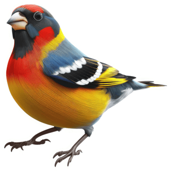 Vibrant colorful finch in profile view. png
