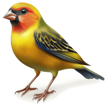 Vibrant yellow and red finch, a detailed illustration. png