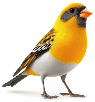 A vibrant yellow finch bird displays striking plumage. png