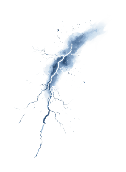 Electric lightning bolt illustration with blue and white colors png