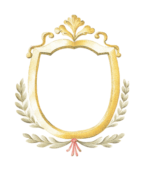 Ornate vintage gold frame with leaf designs and red accent png