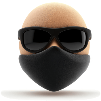 Stylish egg head wearing sunglasses and mask. png