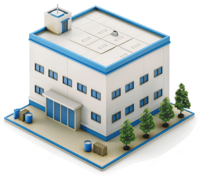 Modern industrial building with upward growth potential. png