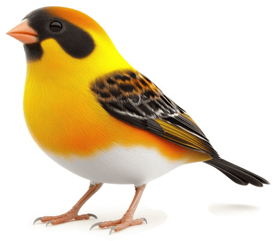 Vibrant yellow-orange finch, a captivating portrait. png