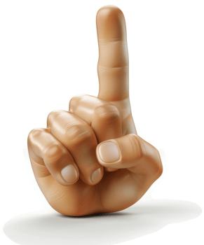 A stylized illustration of a hand pointing upward. png