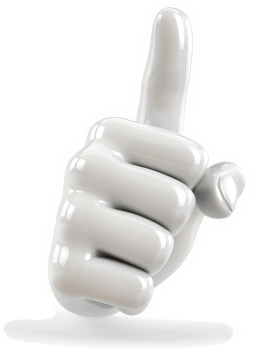 A white hand gestures a single finger pointing upward. png