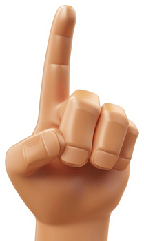 Cartoon hand pointing upward with a light beige color. png