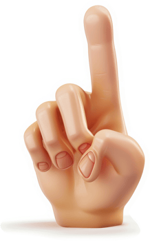 Cartoonish, light-beige hand points upward. png