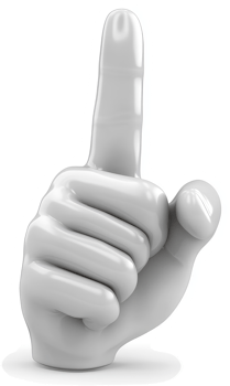 White hand with index finger pointing upward. png