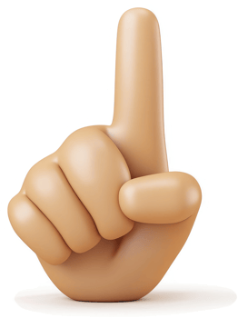 Cartoon hand with finger pointing upward. png