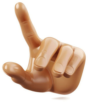 3D rendered hand points to the left. png