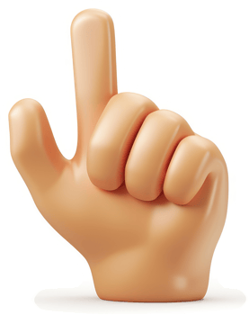 Cartoon hand pointing upward, highlighting a direction. png