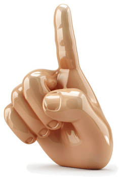 Exaggerated hand pointing upward in a stylized, cartoonish manner. png