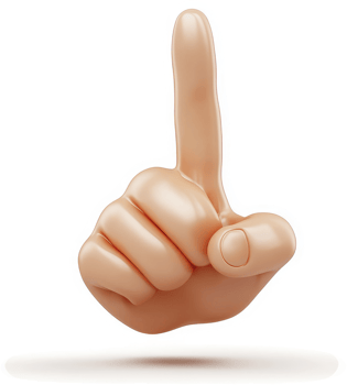 Animated hand points upwards, highlighting a key detail. png