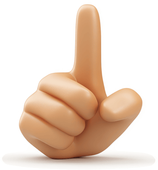 Cartoon hand points upward in a gesture of direction. png