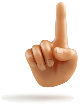 3D illustrated hand points upward. png