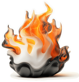 Abstract representation of flames in a sculptural form. png