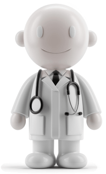 Smiling doctor figurine in a white coat. png