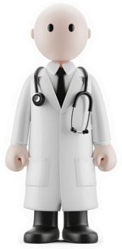Cartoon doctor figure in white coat. png