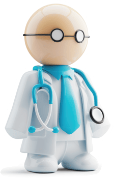 3D stylized illustration of a doctor figure. png