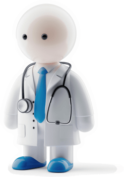 Simplified doctor figure, depicted in white coat and stethoscope. png