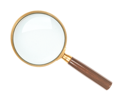 Classic magnifying glass with wooden handle for close inspection png