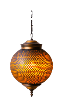 Ornate vintage pendant lamp with intricate lattice design png