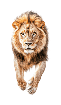 Majestic lion in mid-stride showcasing strength and grace png