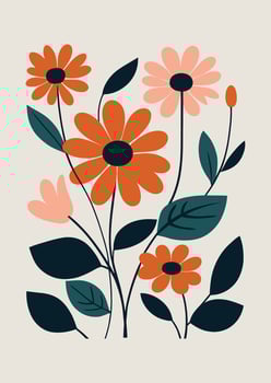 Floral Bouquet Art Print Illustration vector