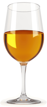 Amber wine in a stemmed glass. png