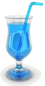 Vibrant blue cocktail in a stemmed glass. png