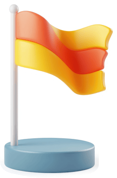 Colorful flag icon on a light gray stand. png