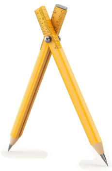 Yellow adjustable compass constructed from pencils. png