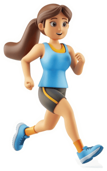 Animated female runner in athletic wear. png