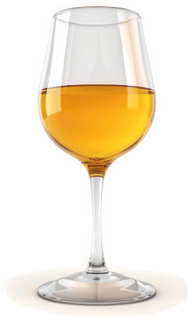 Golden liquid fills a delicate wine glass. png