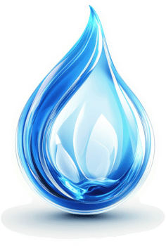 A stylized illustration of a vibrant blue water droplet. png