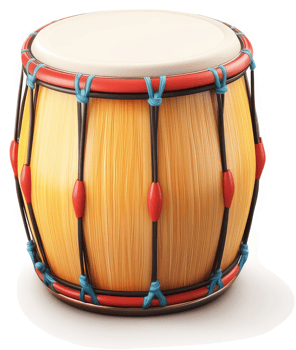 Wooden percussion instrument with vibrant accents. png