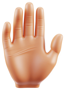 A hand with palm up, displaying a stop gesture. png