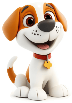 Playful cartoon dog with bright eyes. png