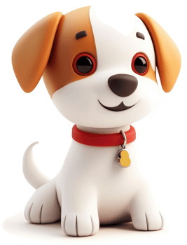 Cute cartoon dog with a red collar. png