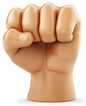 A clenched fist, powerfully displayed against a white background. png
