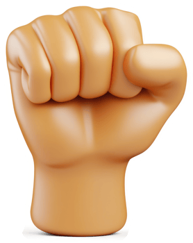 Cartoonish clenched fist, rendered in light peach. png