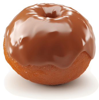 A glazed chocolate donut, perfectly round and glistening. png