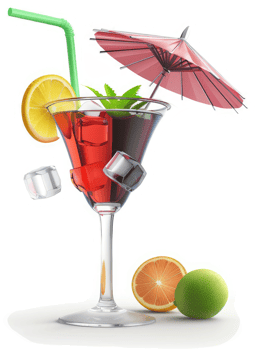 Vibrant summer cocktail with citrus and umbrella. png