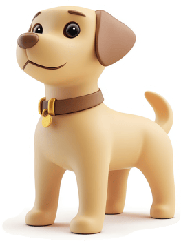 Cartoon labrador retriever standing, facing forward. png