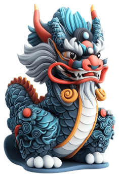 A stylized, cartoonish depiction of a Chinese guardian dragon. png