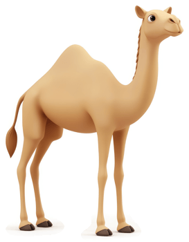 Cartoon camel stands tall and proud. png