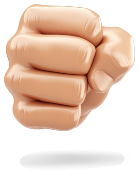Close-up of a clenched fist, presented in a digital illustration. png