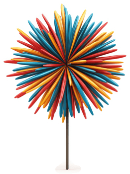 Vibrant, multicolored, radiating design on a dark stem. png