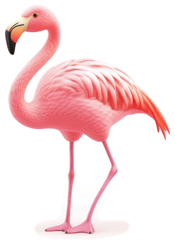 Pink flamingo, elegantly poised against a plain background. png